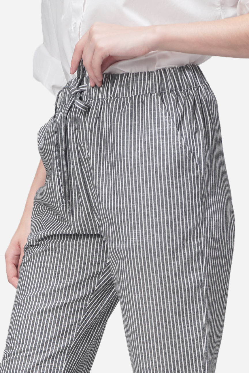 Celana Panjang Tare Stripe Black Offwhite
