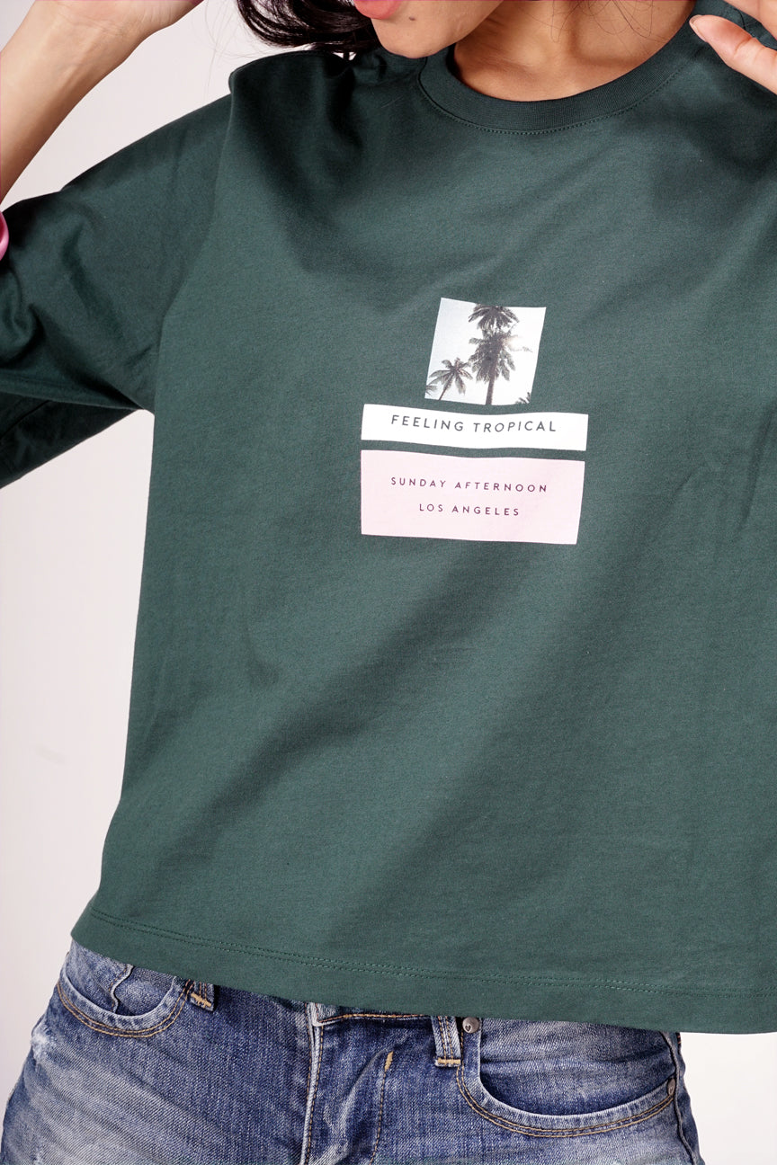 T-Shirt Lengan Pendek Tropical Vibes Green