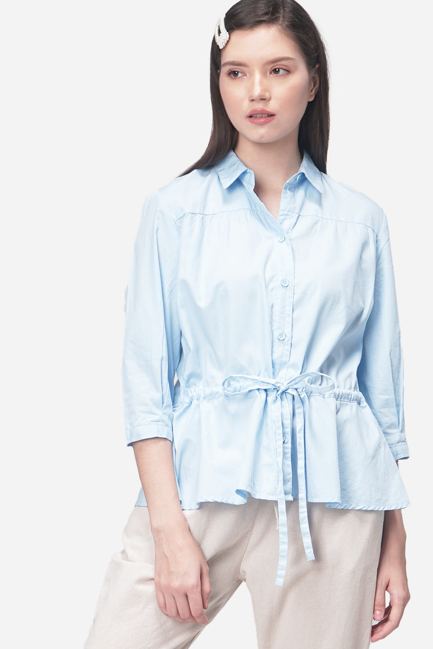 Kemeja Lengan Panjang Lauren Light Blue