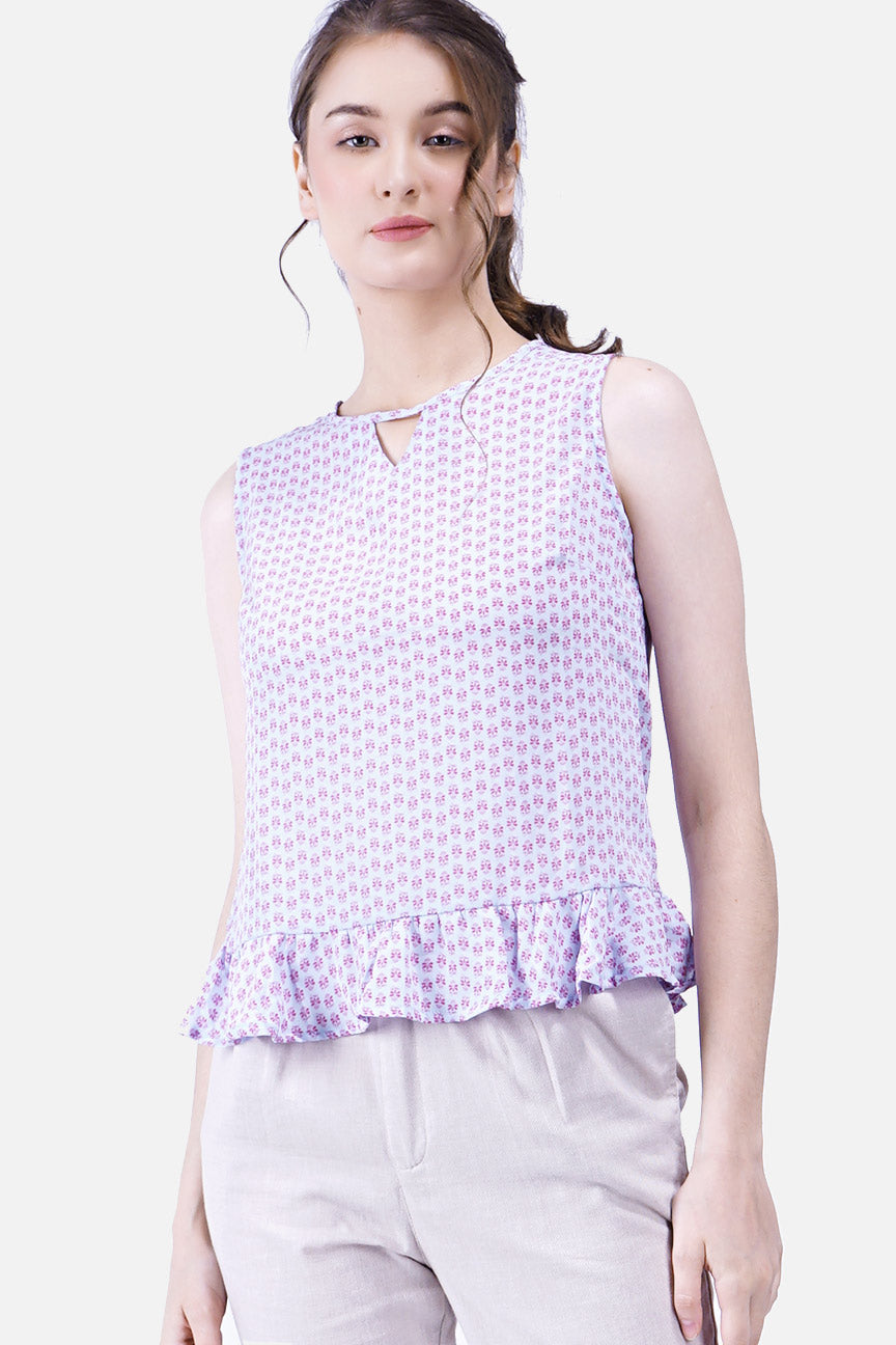 Kemeja Tanpa Lengan Gwen Baby Blue