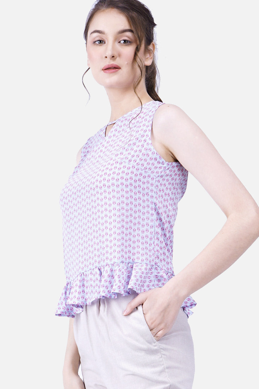 Kemeja Tanpa Lengan Gwen Baby Blue