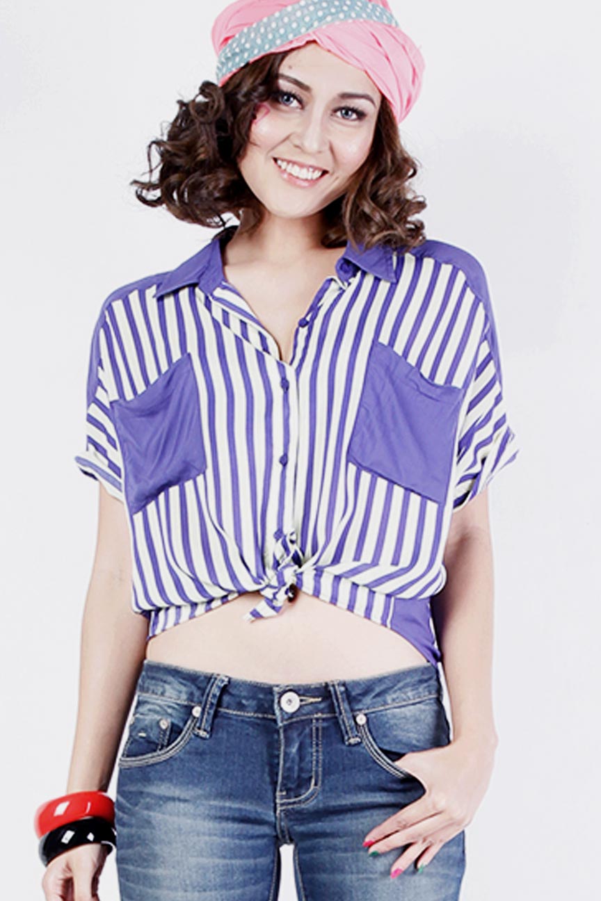 Kemeja Lengan Pendek Bevita Purple