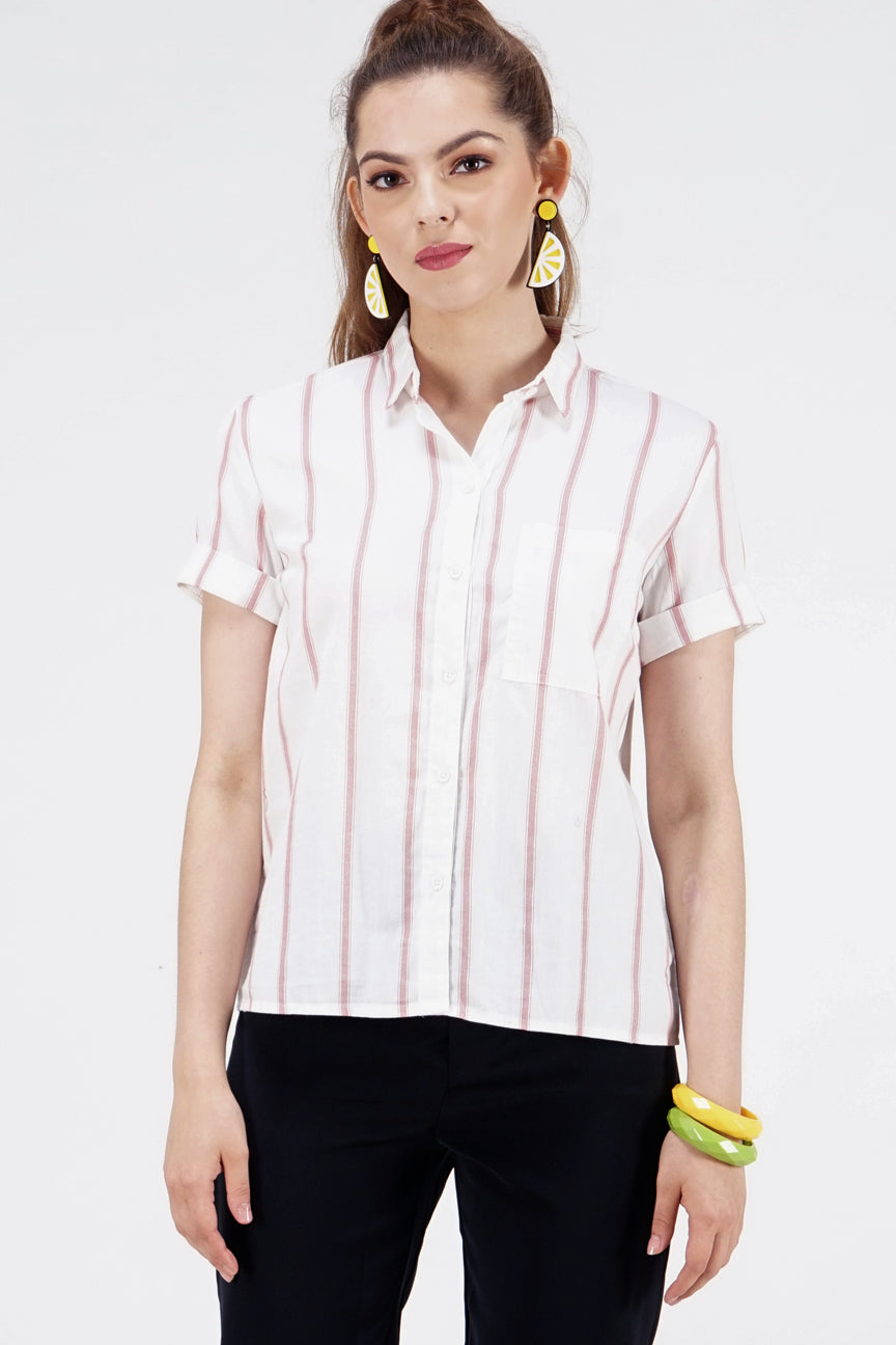 Kemeja Lengan Pendek Amble Salem Offwhite
