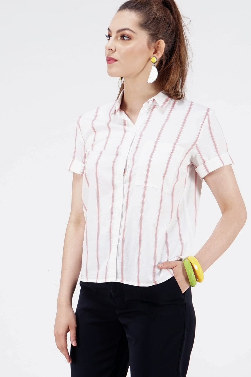 Kemeja Lengan Pendek Amble Salem Offwhite