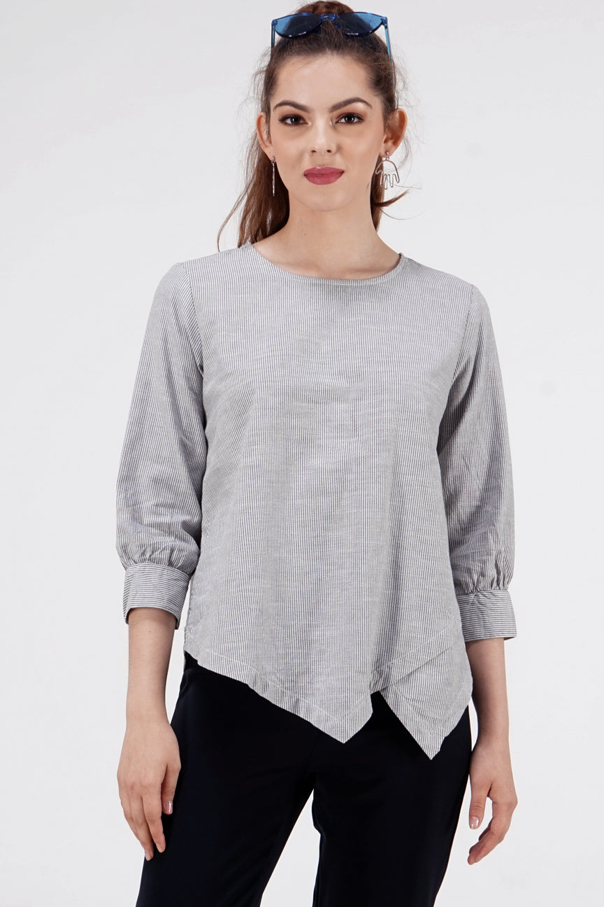 Kemeja Lengan Panjang Oktria Green Offwhite