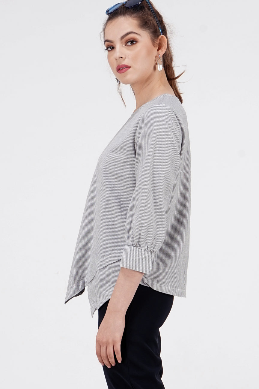 Kemeja Lengan Panjang Oktria Green Offwhite