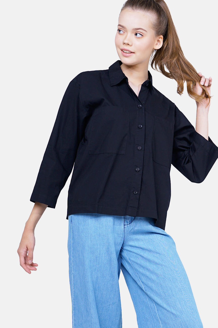 Kemeja Lengan Panjang Beckie Black