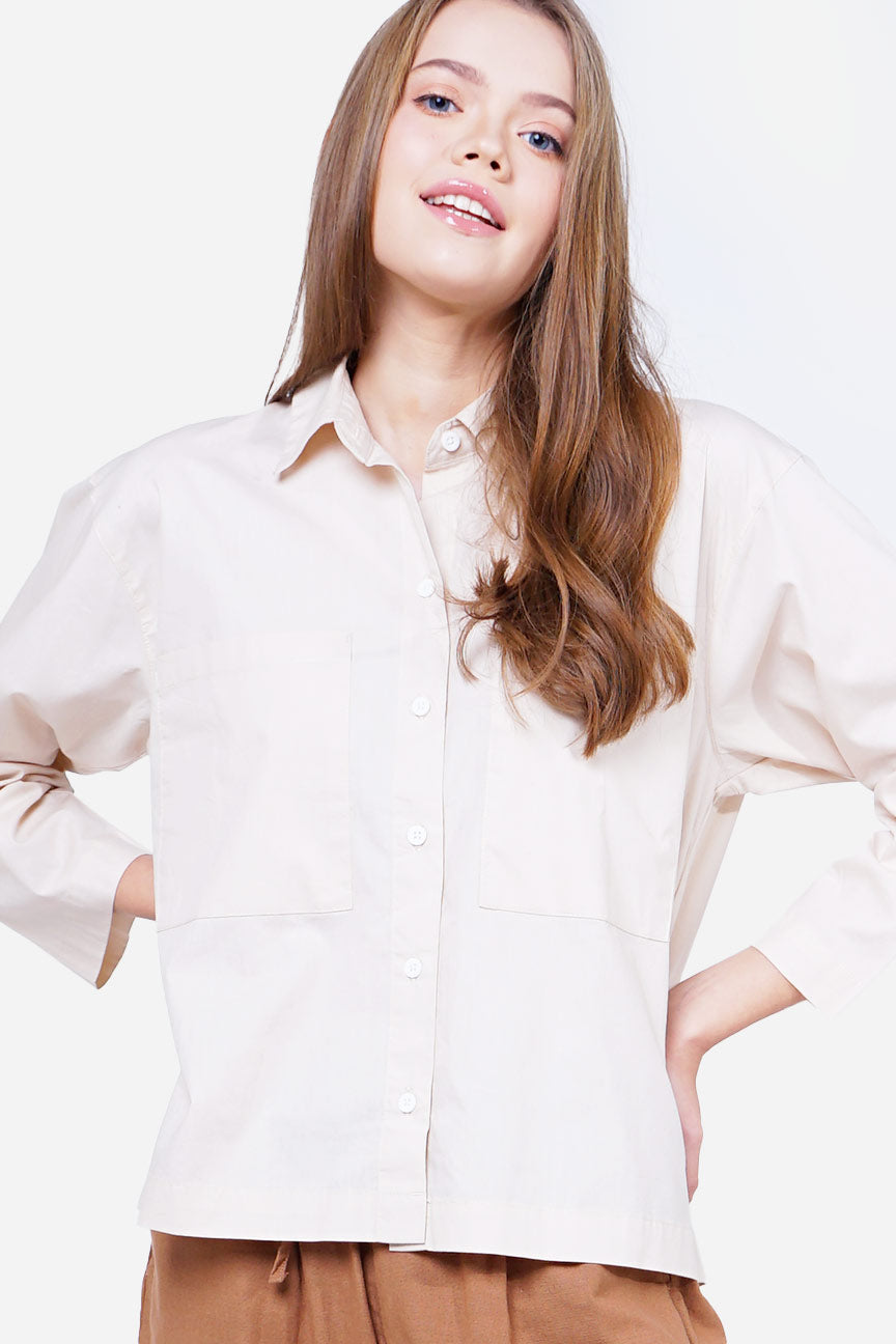 Kemeja Lengan Panjang Gracie Ecru Cream