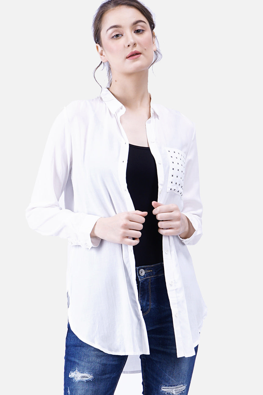 Kemeja Lengan Panjang X White Offwhite