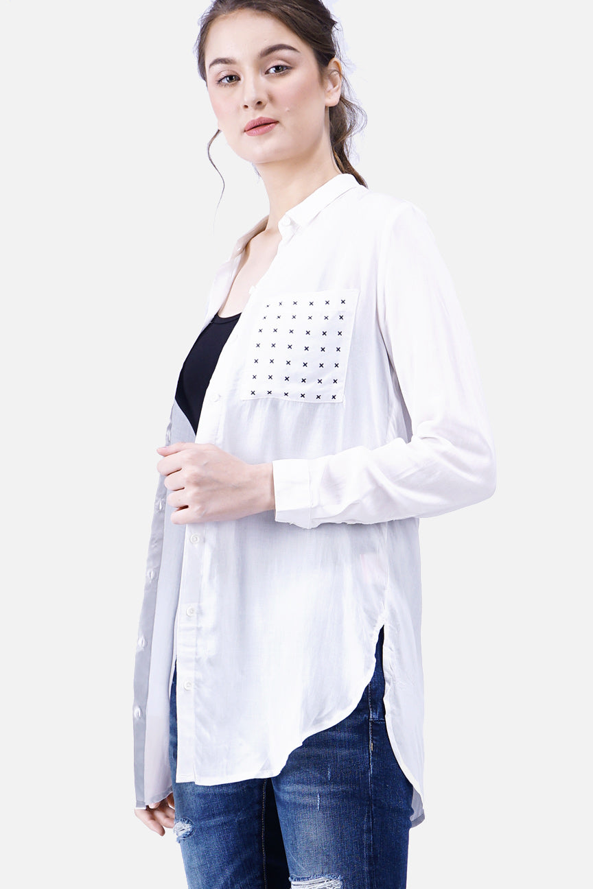 Kemeja Lengan Panjang X White Offwhite