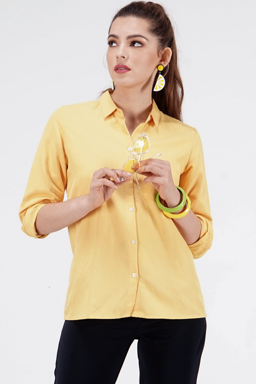 Kemeja Lengan Panjang Honey Yellow