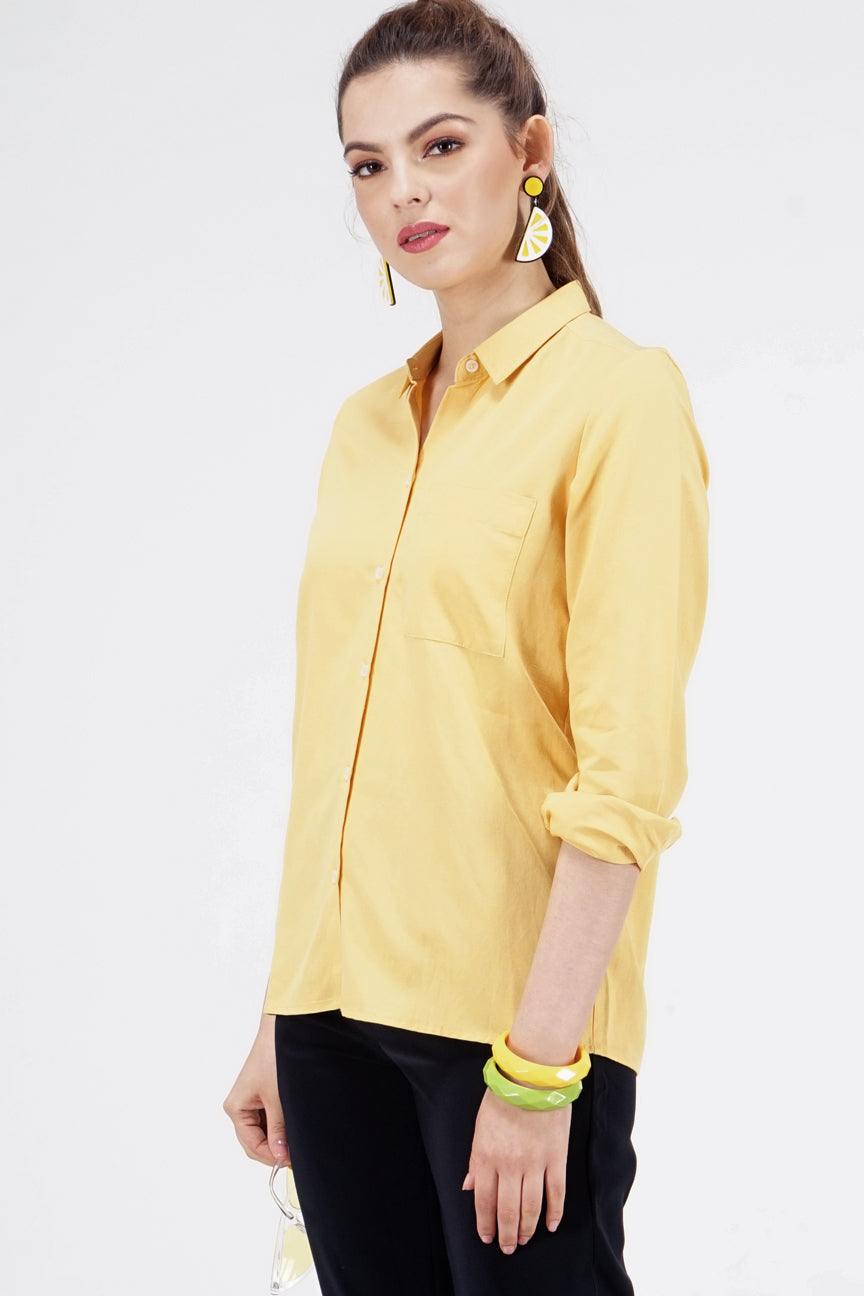 Kemeja Lengan Panjang Honey Yellow