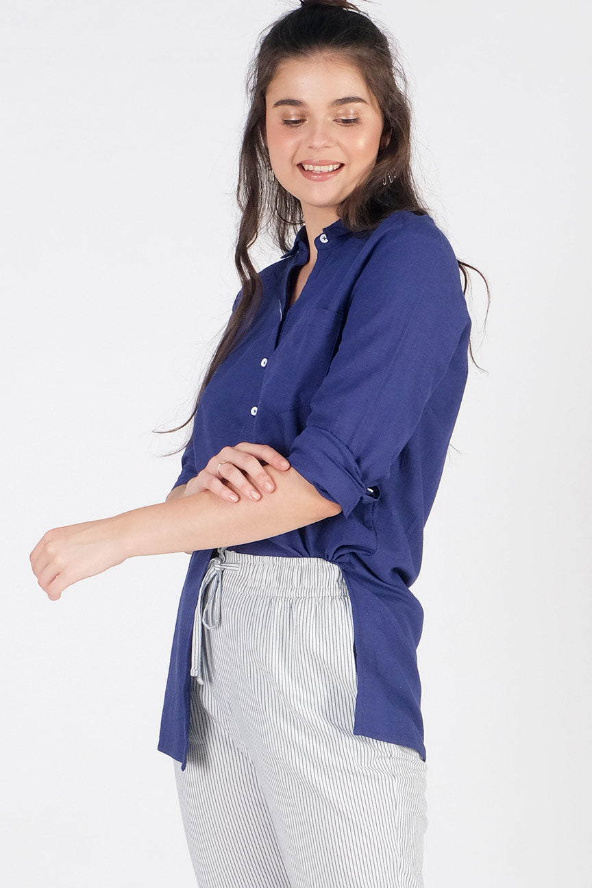 Kemeja Lengan Panjang Chloe Blue