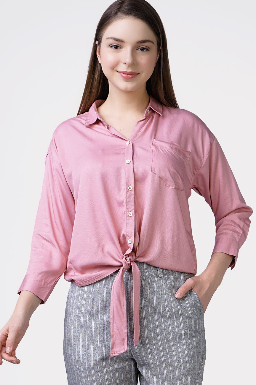 Kemeja Lengan Panjang Lahera Pink