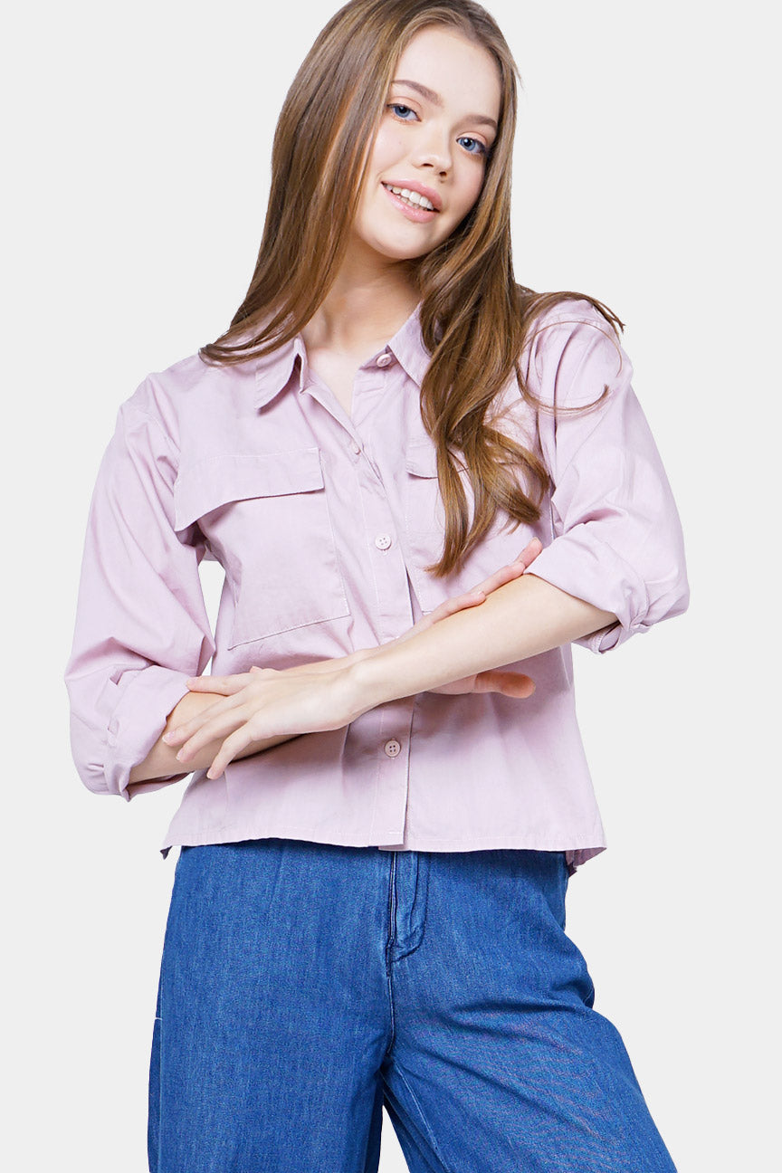 Kemeja Lengan Panjang Acyla Lavender