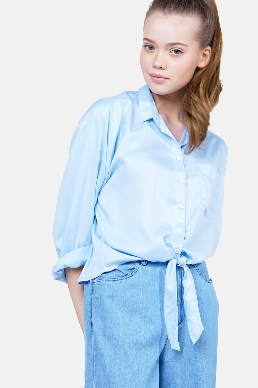 Kemeja Lengan Panjang Lahema Light Blue