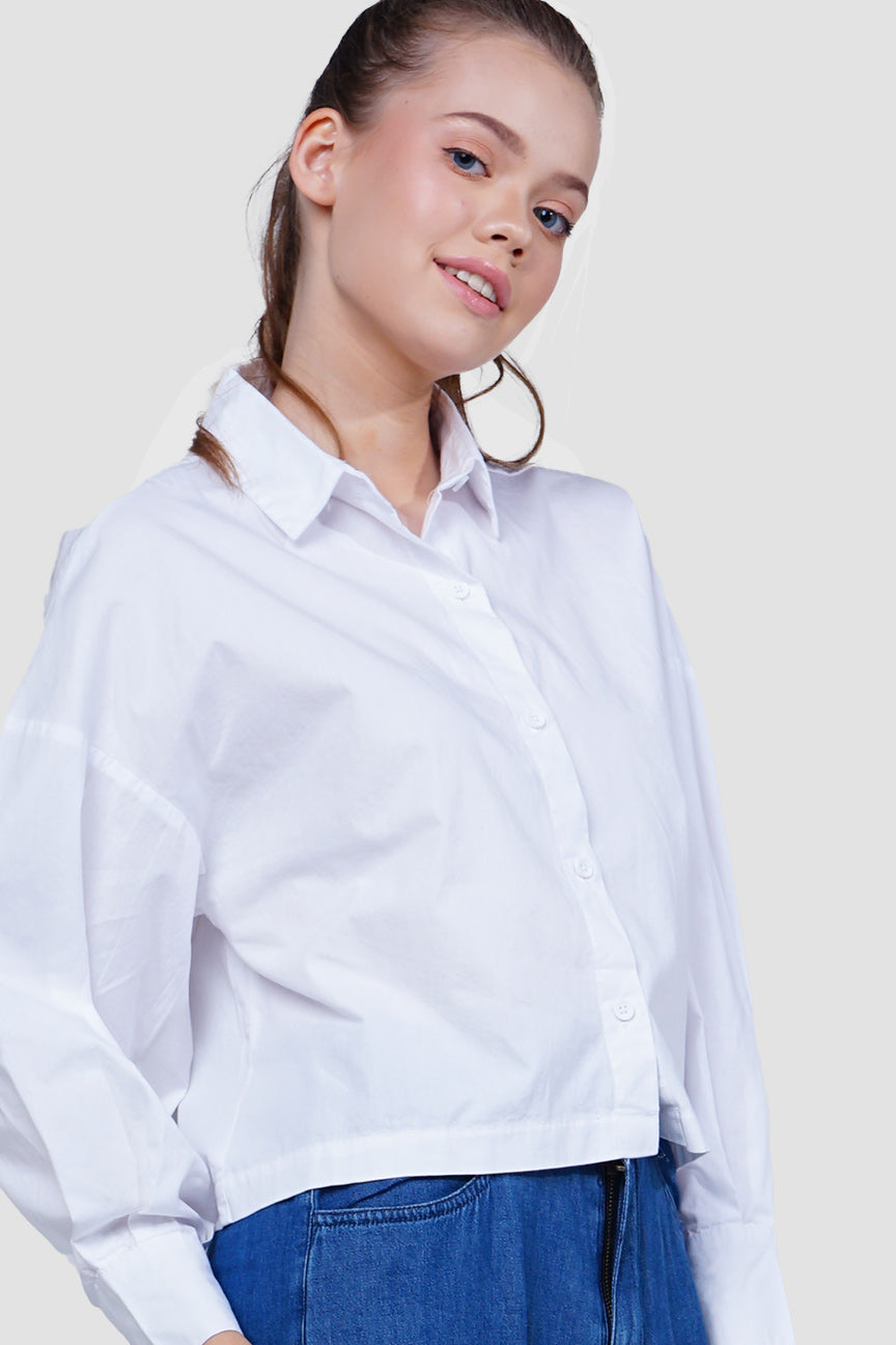 Kemeja Lengan Panjang Faye White