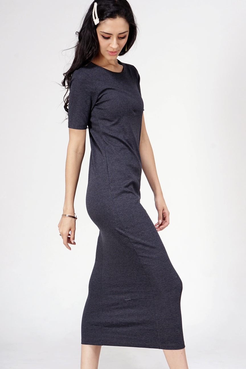 Dress Lengan Pendek Corry Dark Grey