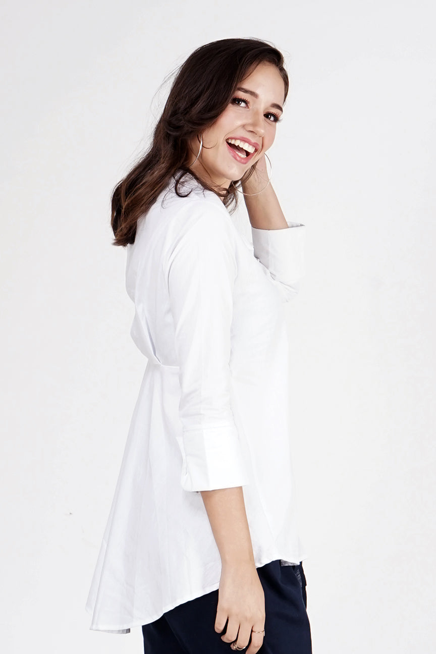 Kemeja Lengan Panjang Cloud White