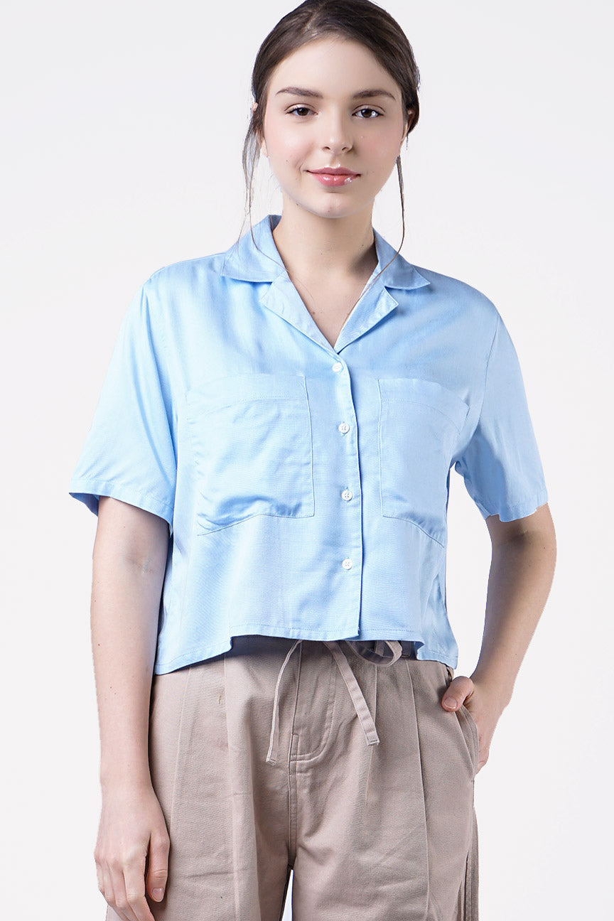 Kemeja Lengan Pendek Debora Light Blue