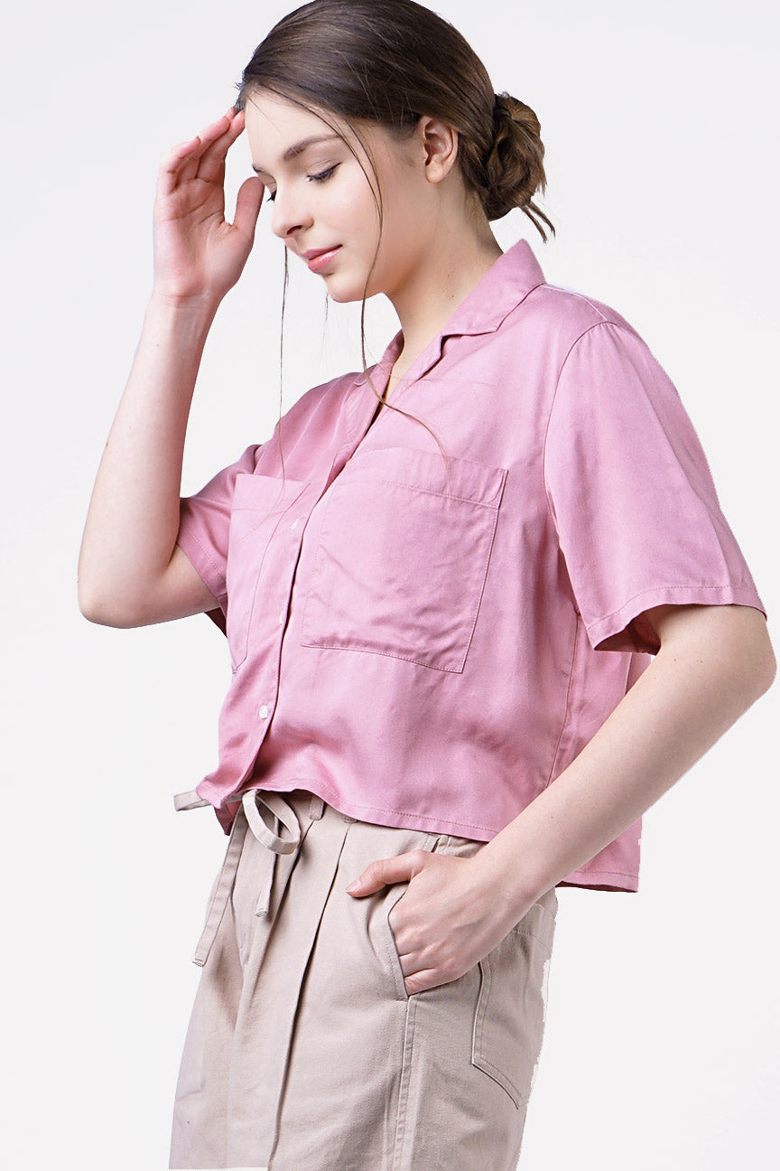 Kemeja Lengan Pendek Debora Pink