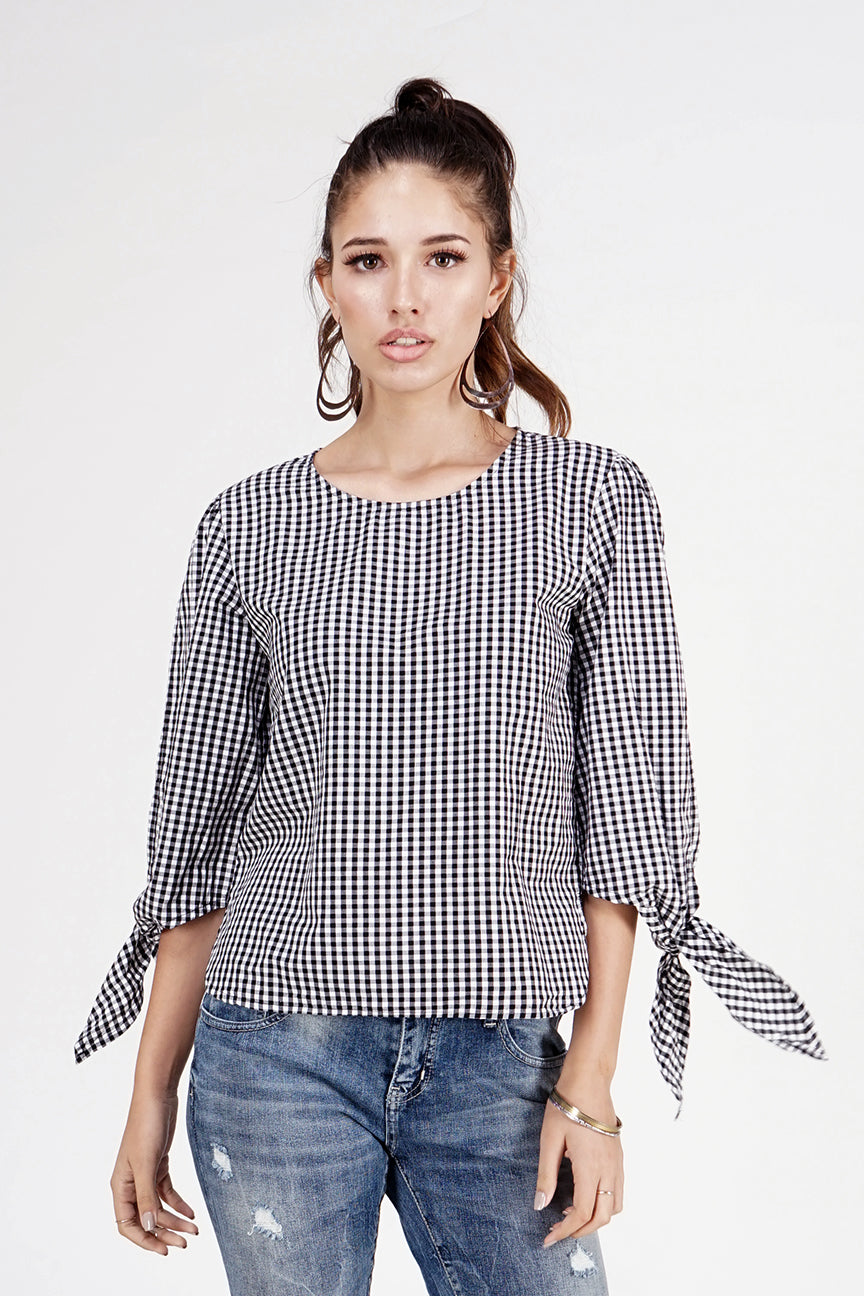 Kemeja Lengan Panjang Black Square Black Offwhite