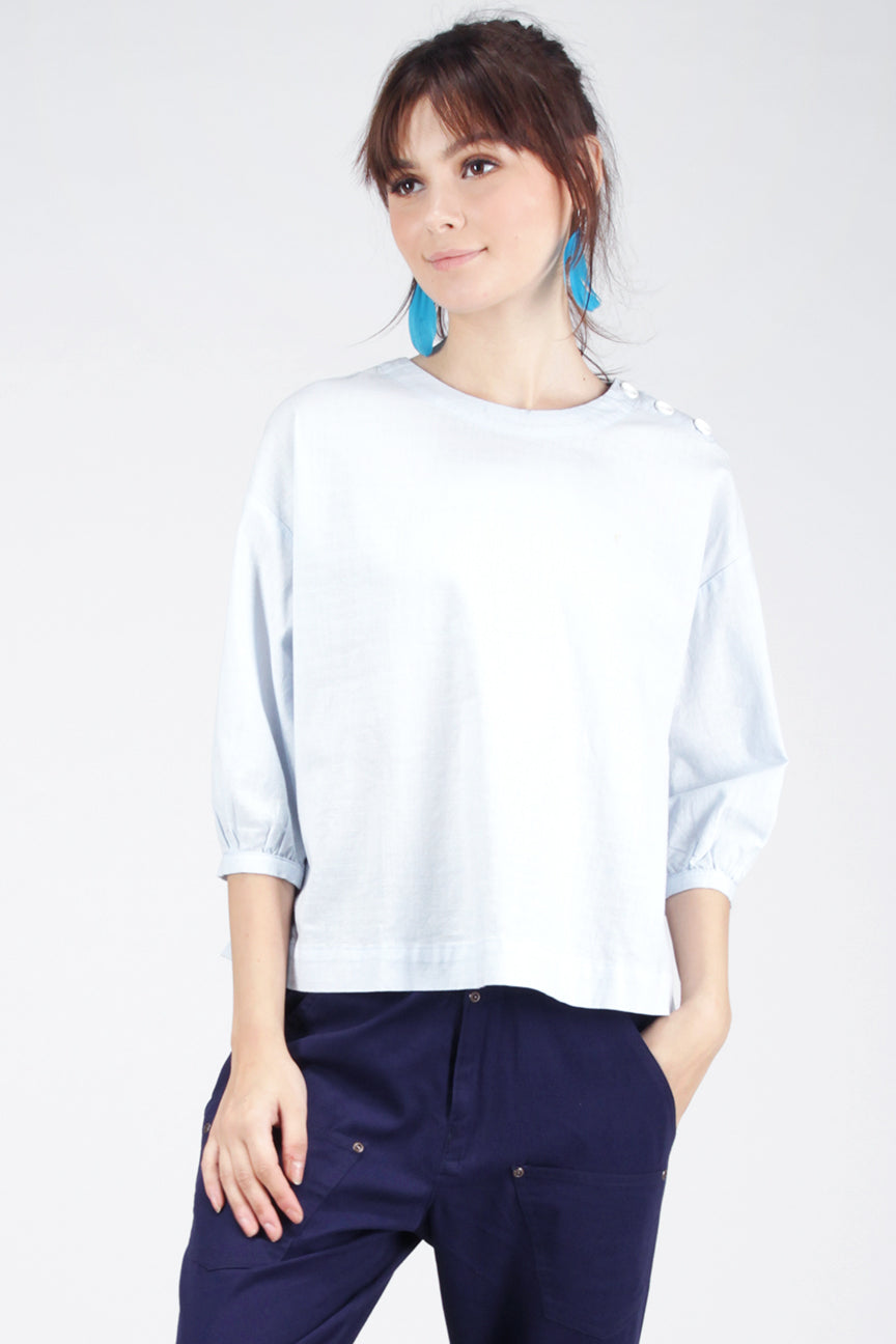 Kemeja Lengan Panjang Bubly Baby Blue