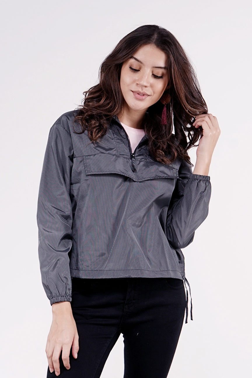Jaket Zip Black Offwhite