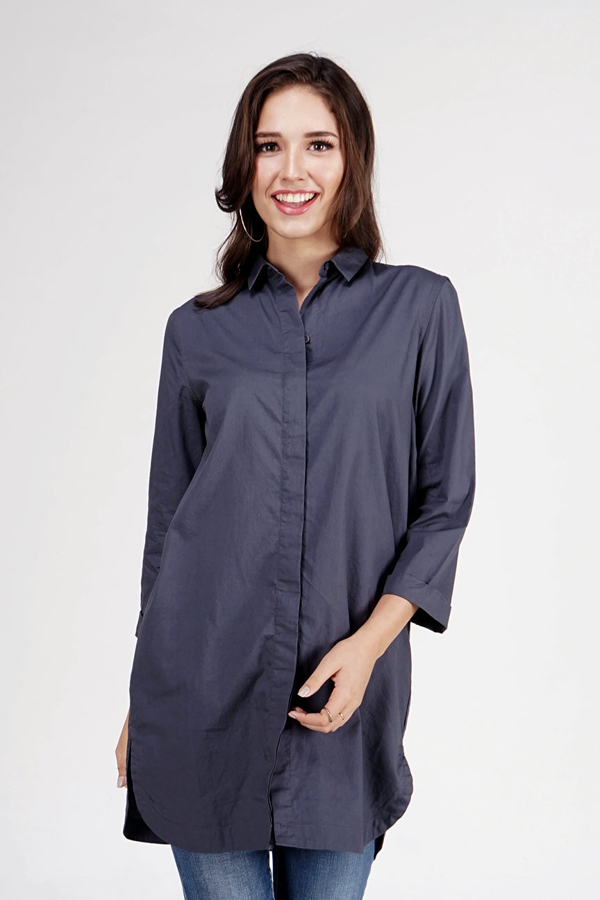 Kemeja Lengan Panjang Balted Dark Grey