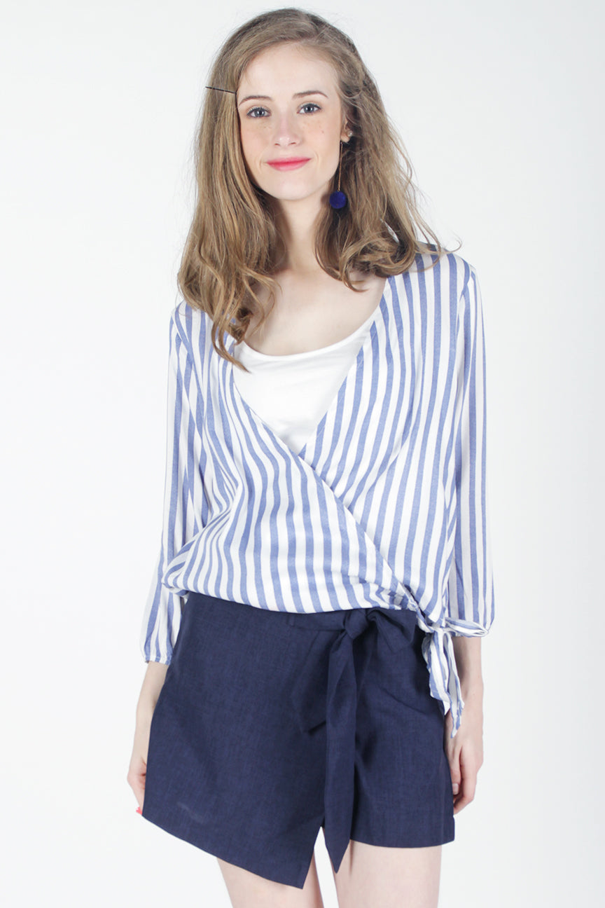 Kemeja Lengan Panjang Woodca White Blue