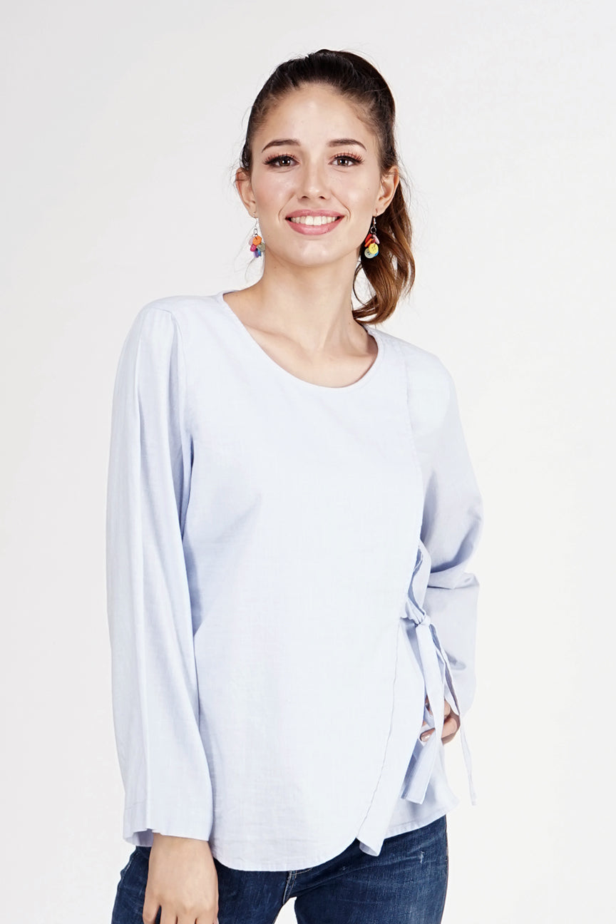 Kemeja Lengan Panjang Creya Baby Blue