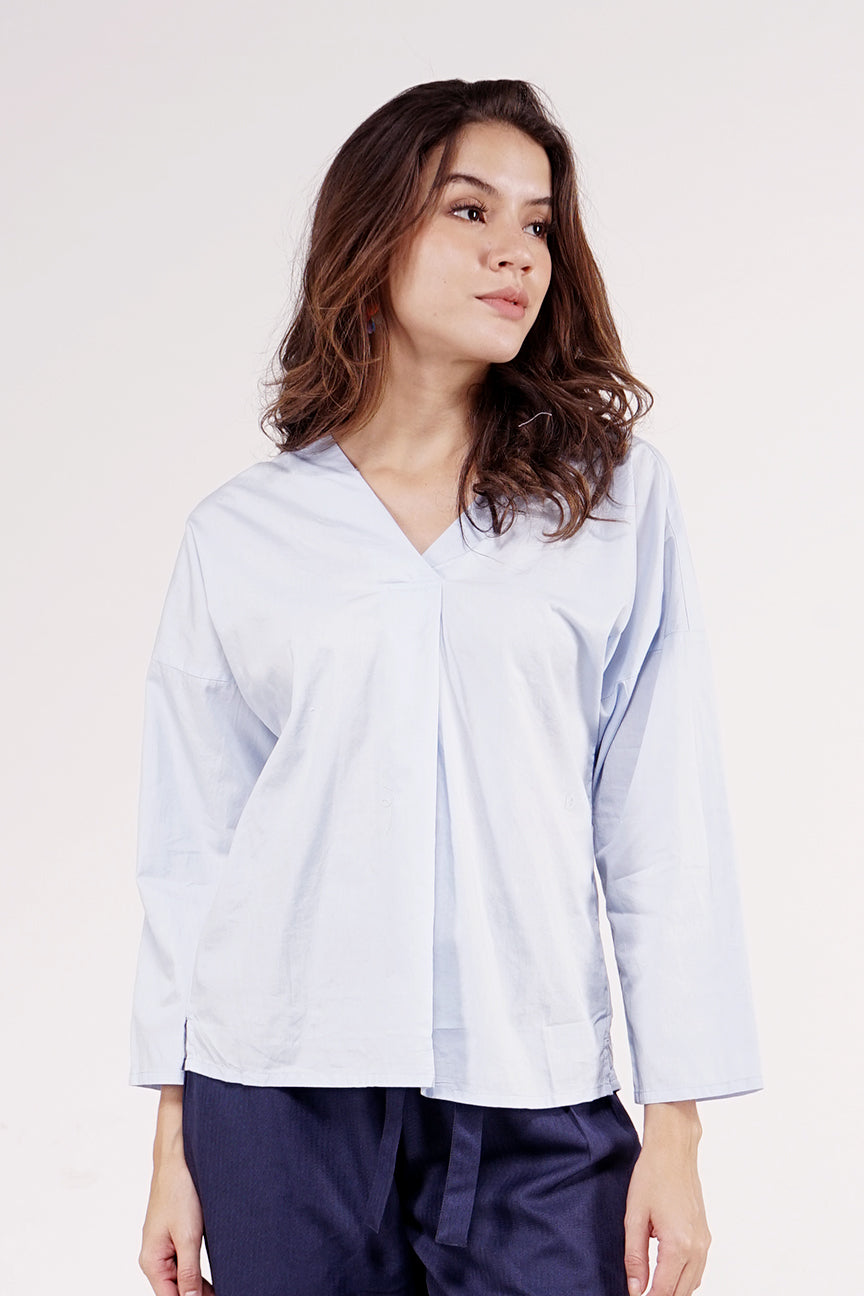Kemeja Lengan Panjang Bria Baby Blue
