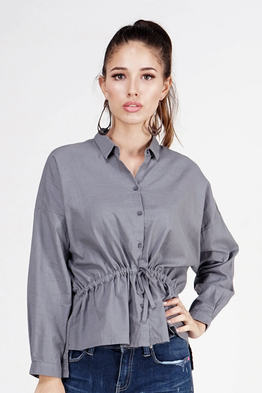 Kemeja Lengan Panjang Kourt Dark Grey