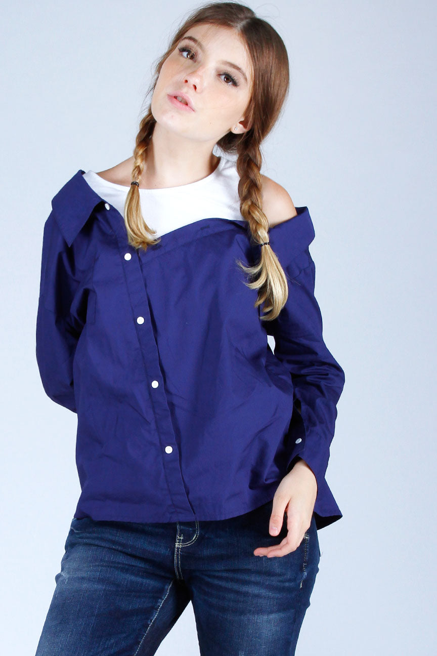 Kemeja Lengan Panjang Mosey Navy