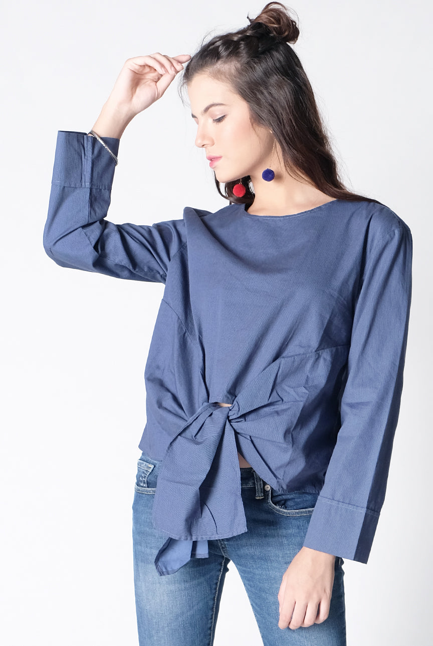 Kemeja Lengan Panjang Cloi Navy