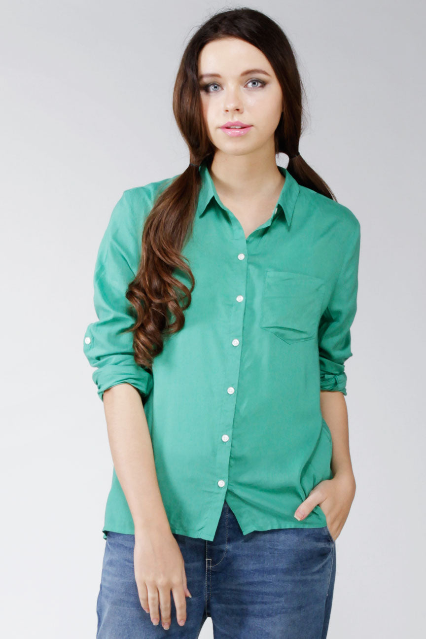 Kemeja Lengan Panjang Calla Green