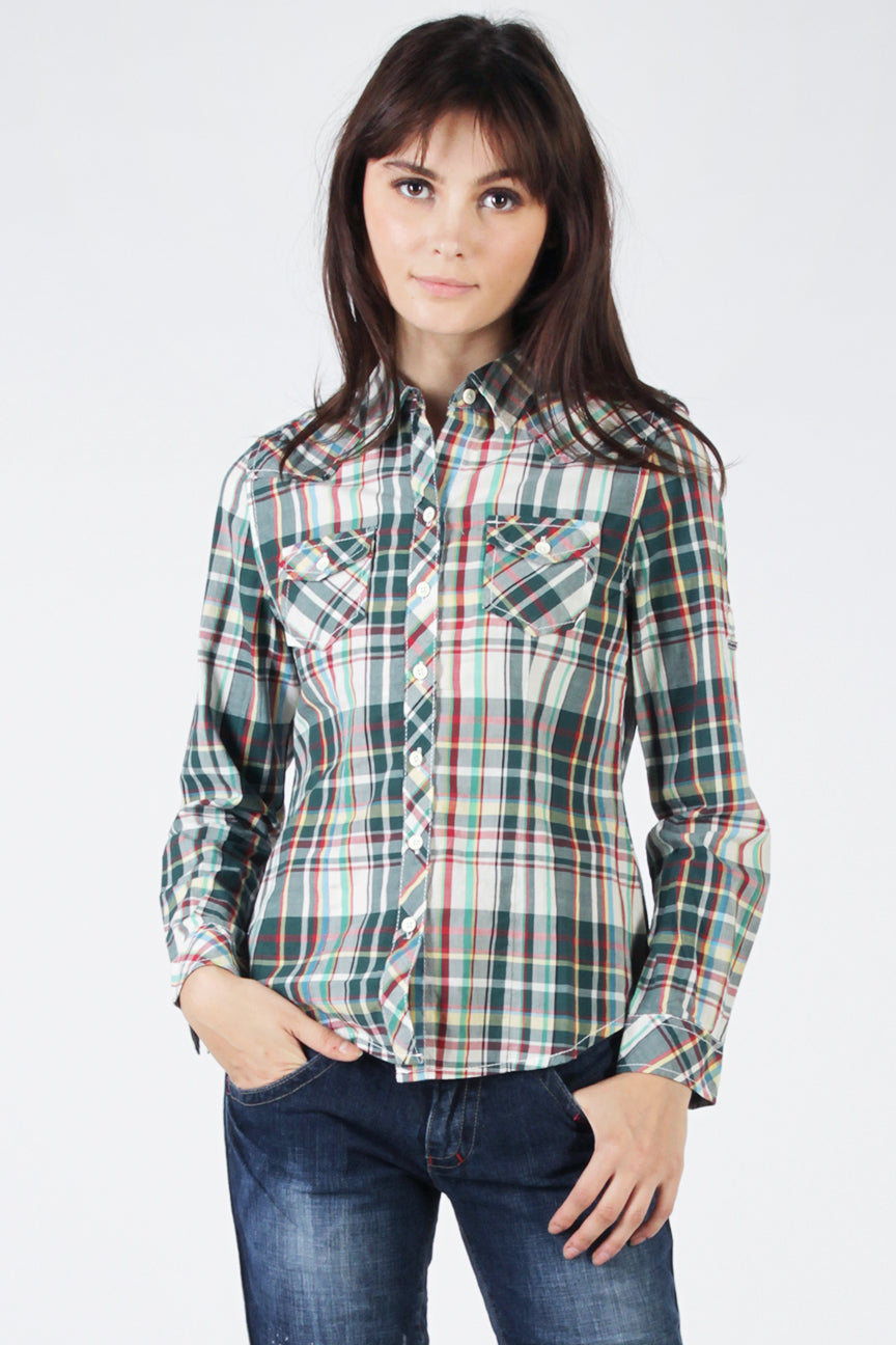 Kemeja Lengan Panjang Bebilop Ivn-121 Green Cream
