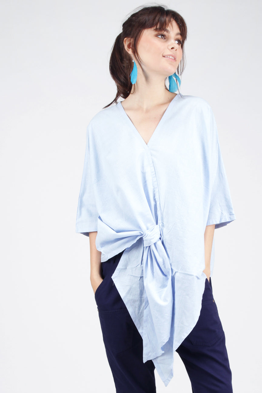 Kemeja Lengan Panjang Fragya Tunic Baby Blue