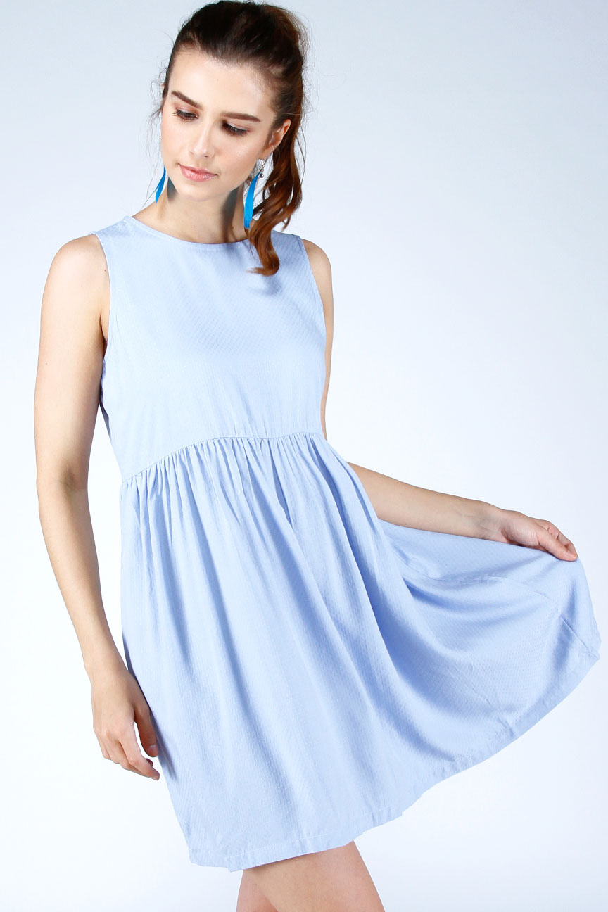 Dress Tanpa Lengan Blue Merry Blue