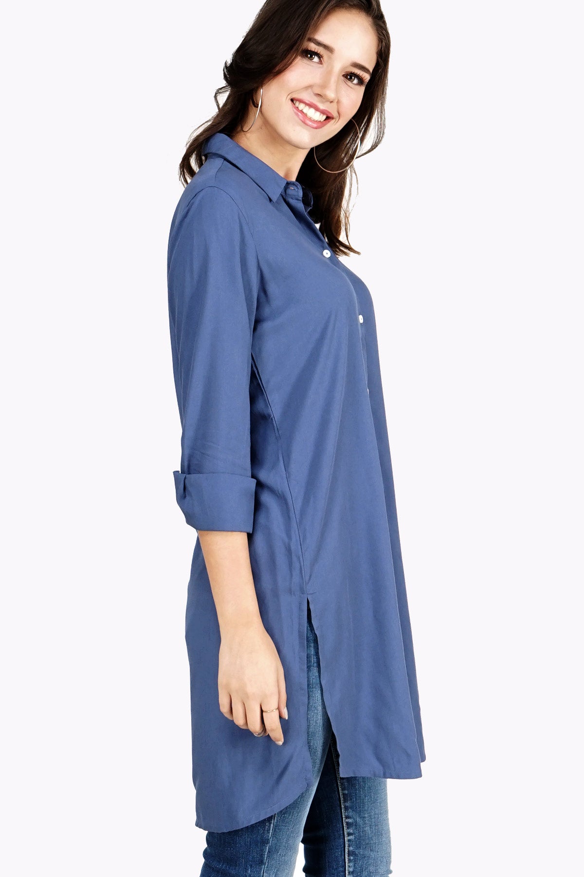Kemeja Lengan Panjang Morv Blue Tunik
