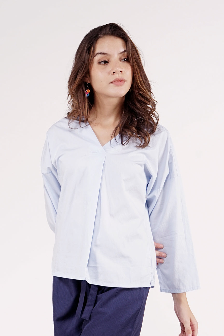 Kemeja Lengan Panjang Bria Baby Blue