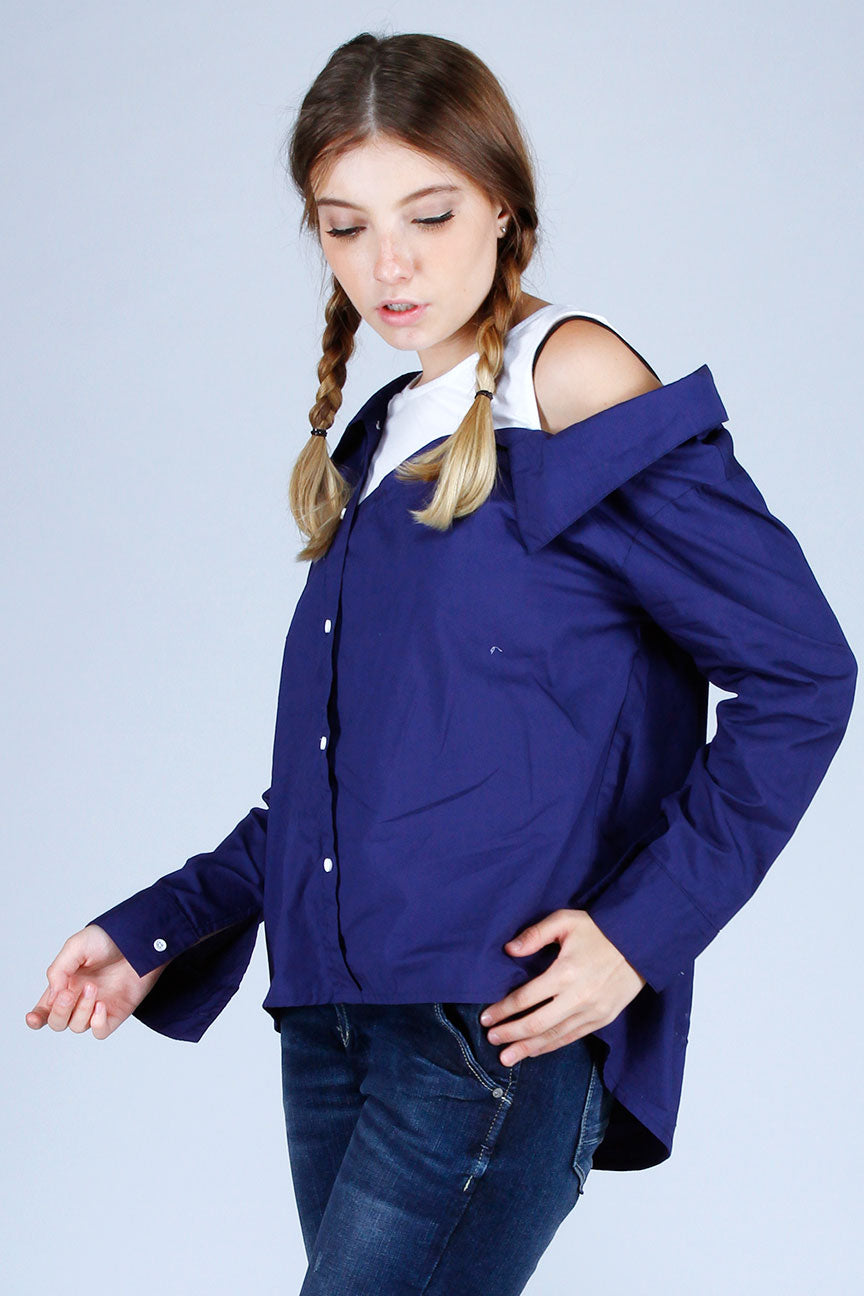 Kemeja Lengan Panjang Mosey Navy
