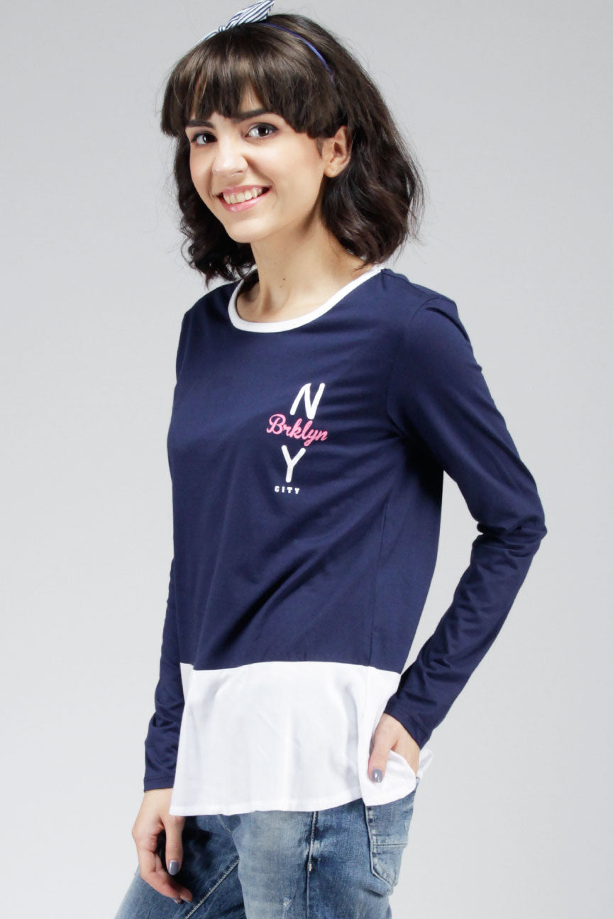 T-Shirt Lengan Panjang N-Way Navy White