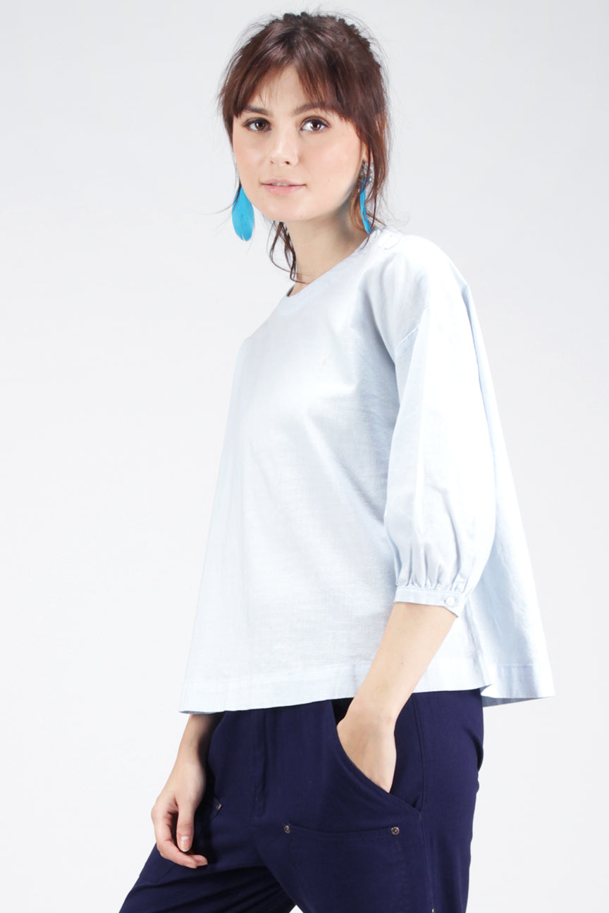 Kemeja Lengan Panjang Bubly Baby Blue