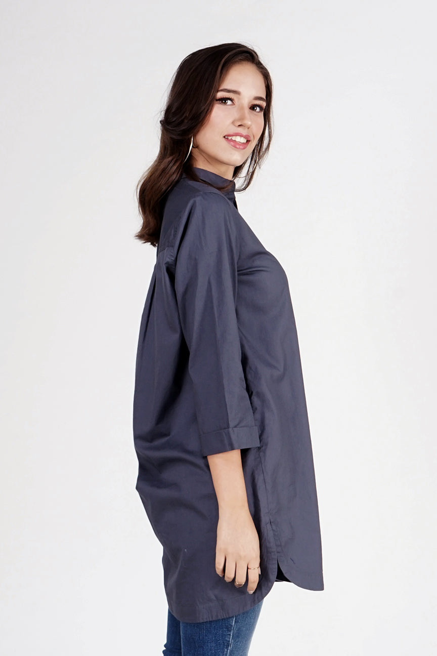 Kemeja Lengan Panjang Balted Dark Grey
