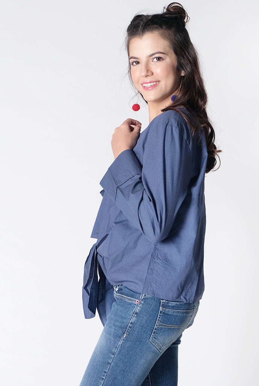 Kemeja Lengan Panjang Cloi Navy