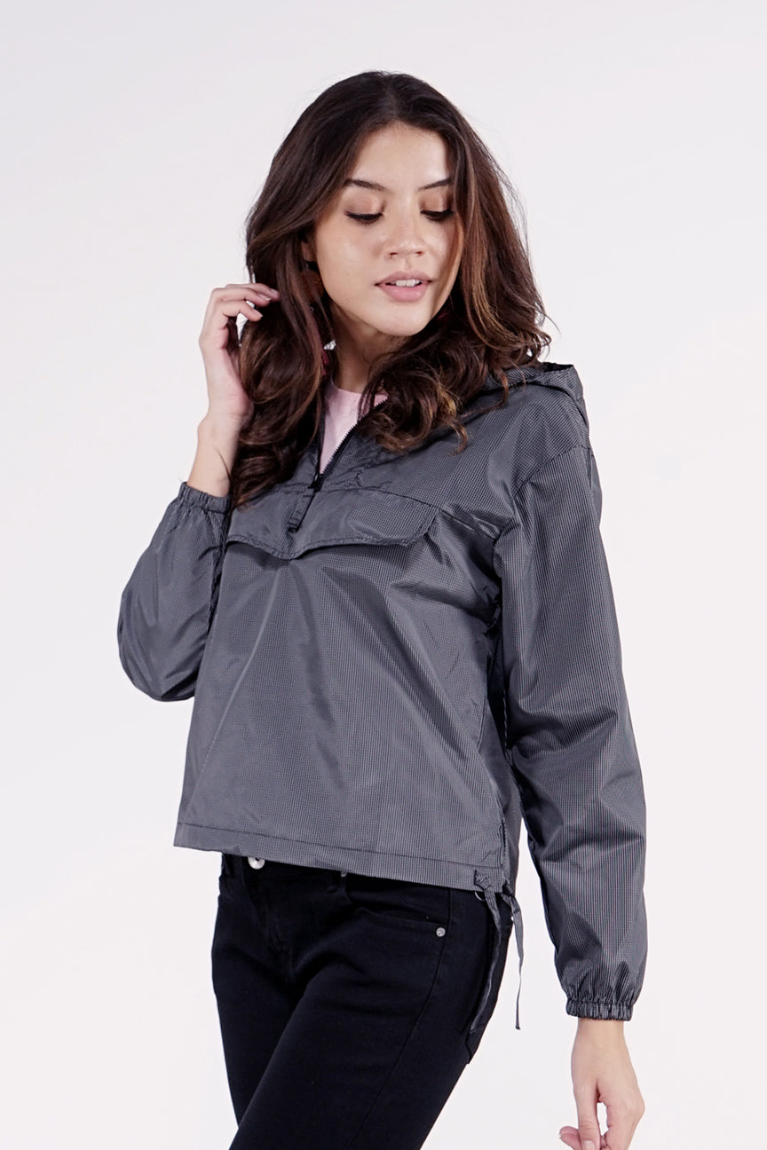 Jaket Zip Black Offwhite