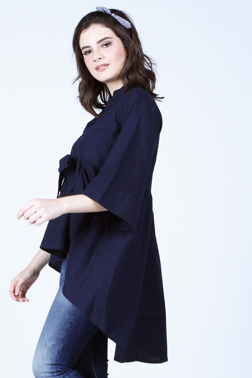 Kemeja Lengan Panjang Frayla Navy Tunic