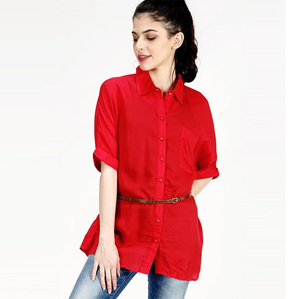 Kemeja Lengan Panjang Vivian Red Shirt