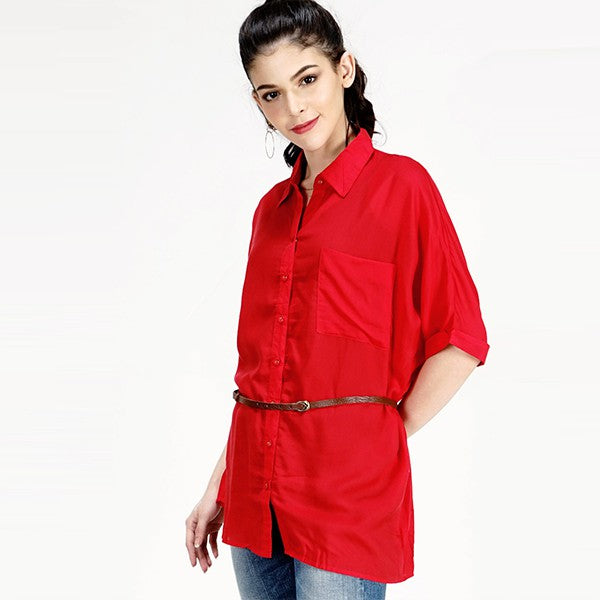 Kemeja Lengan Panjang Vivian Red Shirt
